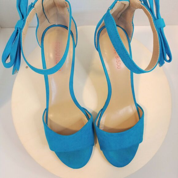 BISOU BISOU Women's Zipper Back & Side Bow Open Toe 3" Heels Size 7 - Picture 9 of 11